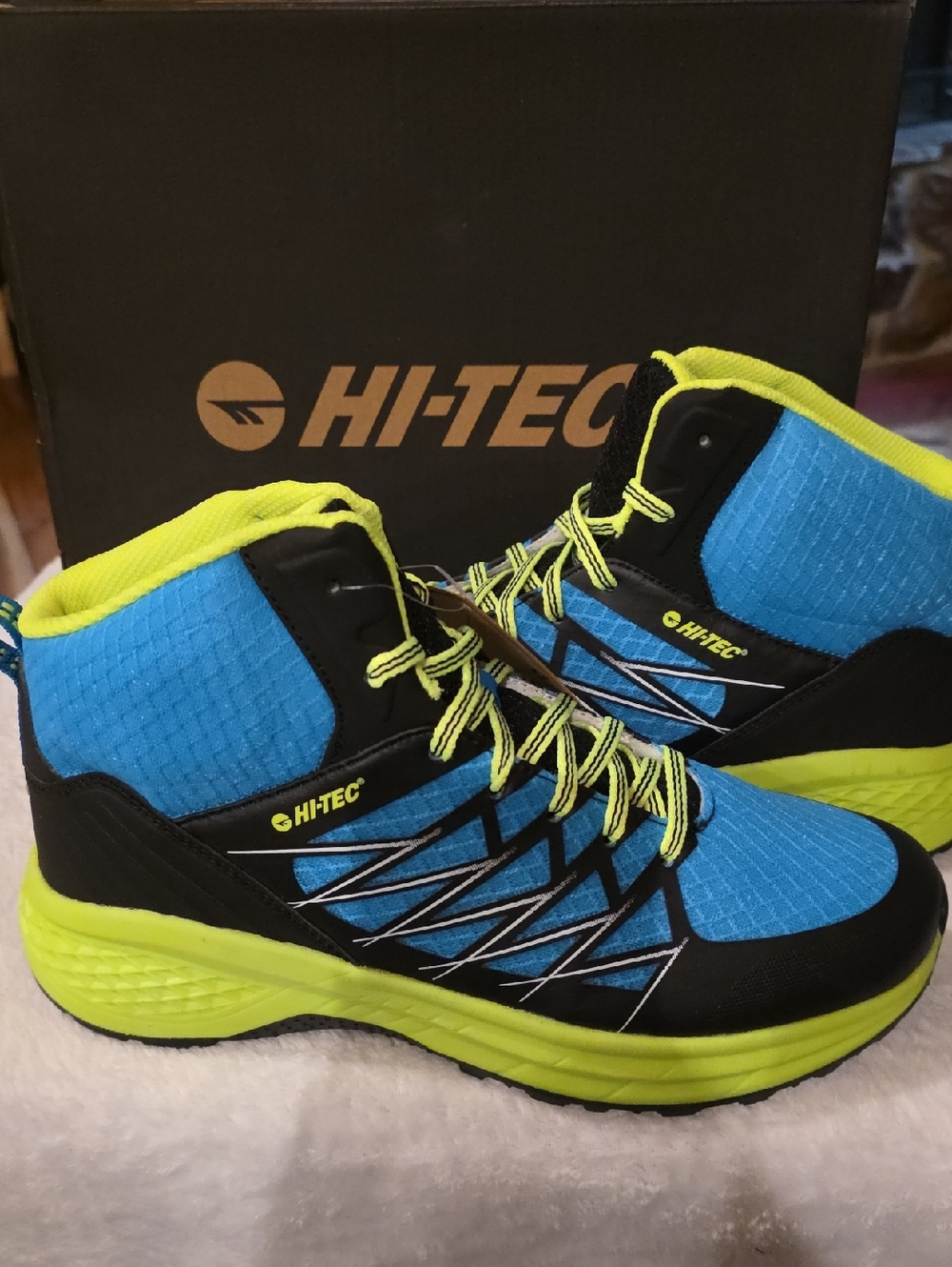 Hi-Tec Blue with Neon Yellow Trail Boots